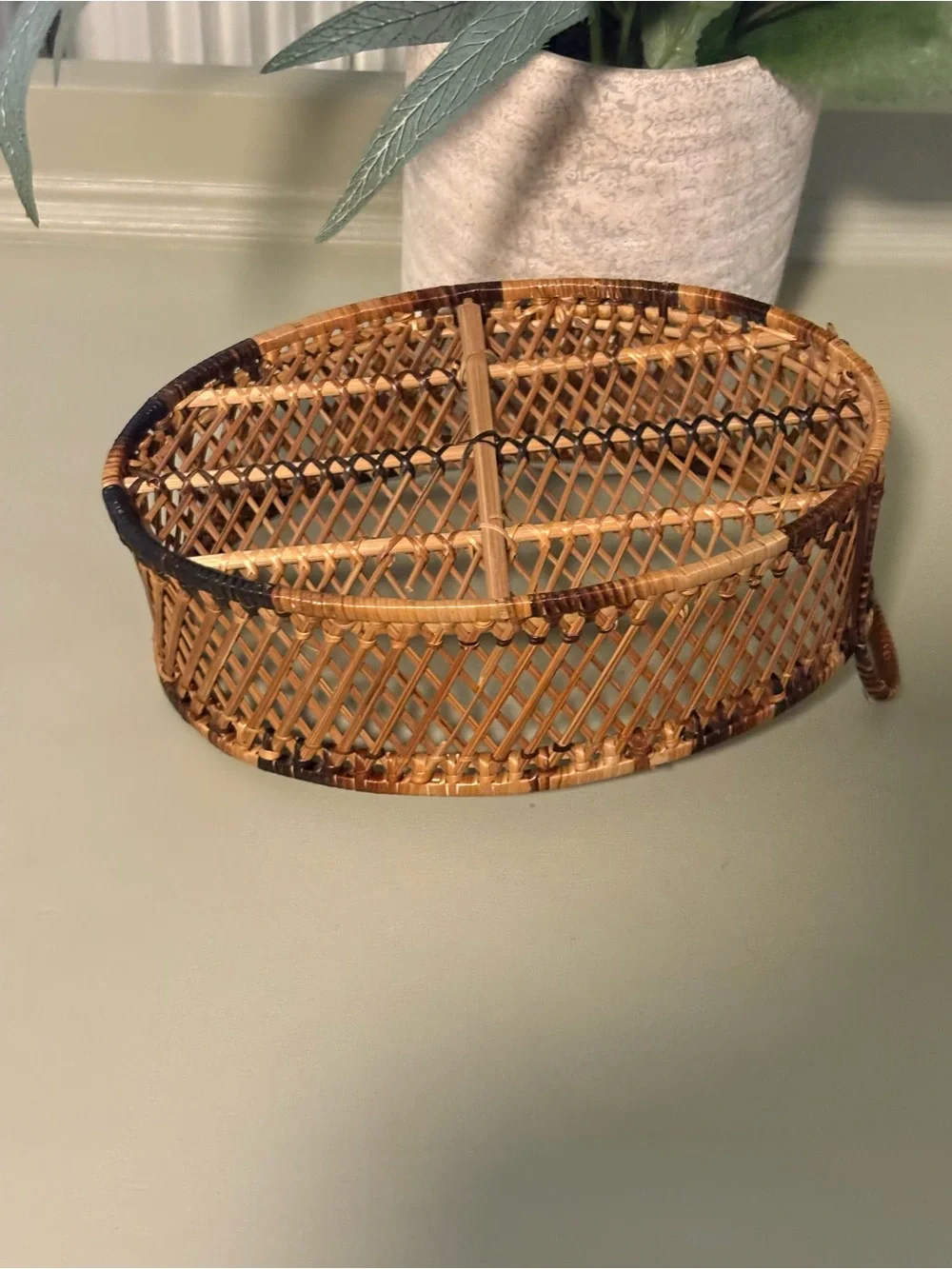 Woven Rattan Accent Tray in Natural Brown - Home Accents